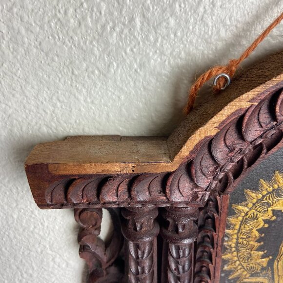 Vintage Religious Old Icona Virgin Mary & Baby Jesus Framed Picture - Picture 11 of 16